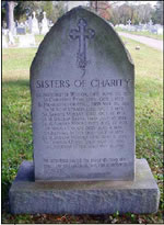 Stone marking the graves of the Sisters of Charity at St. Mary’s Cemetery. One of them, Sr. Christine Ryan, died in the Norfolk yellow fever epidemic of 1855. Photograph courtesy of Donna Bluemink.