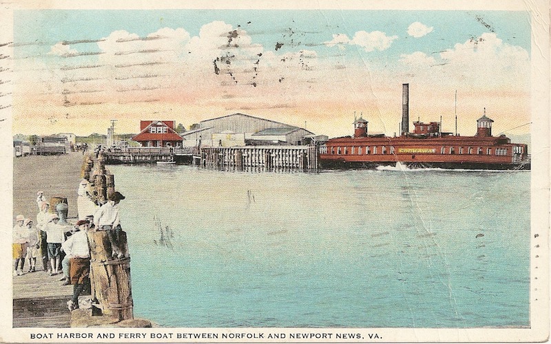 Boat Harbor and Ferry Boat Postcard